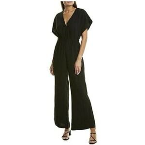 MODCLOTH Solid Black Short Sleeve V Neck Wide‎ Leg Jumpsuit Womens Plus Size 2X